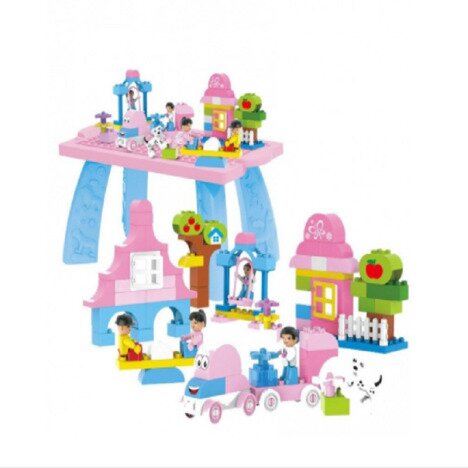 Set cuburi de constructie Lego cu masuta Girl Dream 100 piese, roz